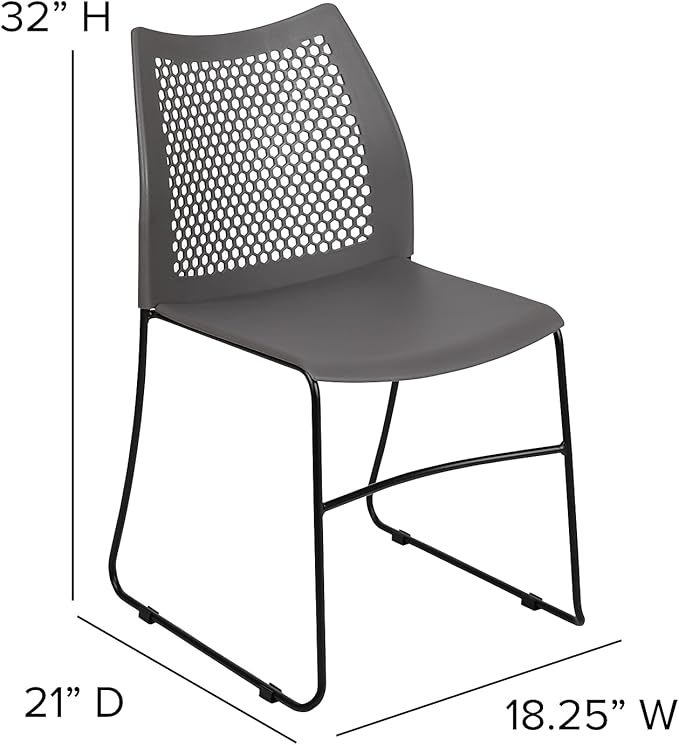 Flash Furniture HERCULES Series 661 lb. Capacity Gray Stack Chair