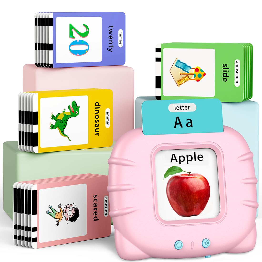 Eaever ABC Talking-Flash-Cards with 252 Sight Words, Easter Birthday Gifts for Girls 2 3 4 5 6 Years, Language Therapy Toys for Autistic Children, Learning Toys for Toddlers Ages 2-6, Pink