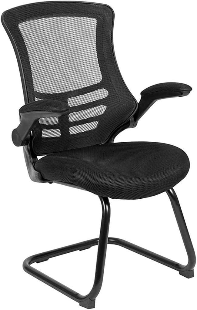 Flash Furniture Kelista Black Mesh Sled Base Side Reception Chair