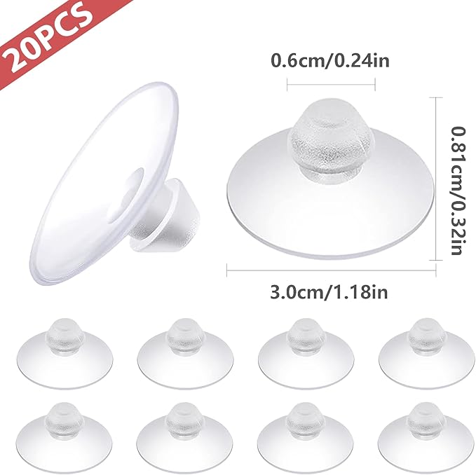 20-Pack Transparent Anti-Collision Suction Cups, 30mm/0.7" Mark-Free Design