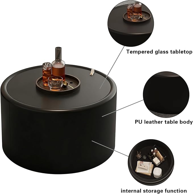 SSLine Set of 2 Black Round Nesting Coffee Tables