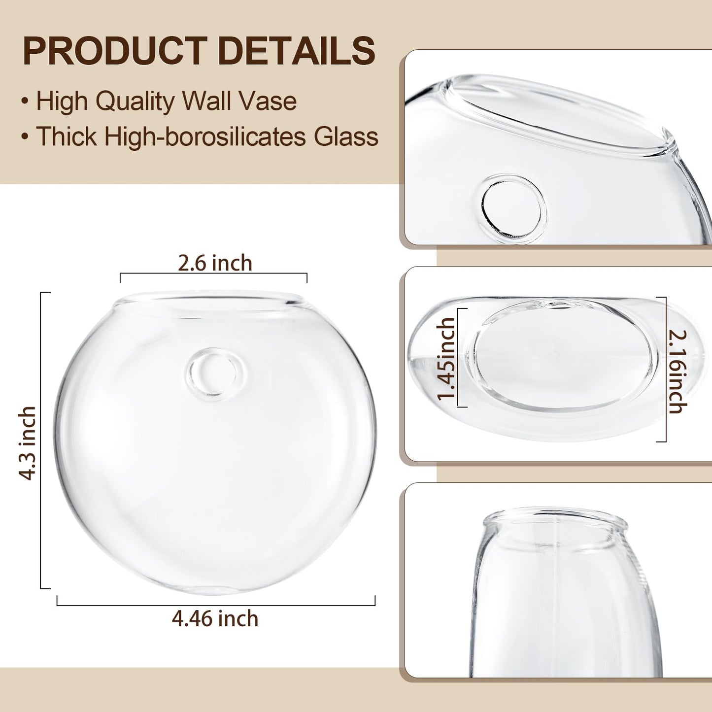 Window Propagation Stations, Oblate Glass Terrariums Planter with Suction Cup Hook, Wall Hanging Planters for Hydroponics Plants, Home, Office, Bathroom, Living Room Decor, Gift for Plant Lovers (4)