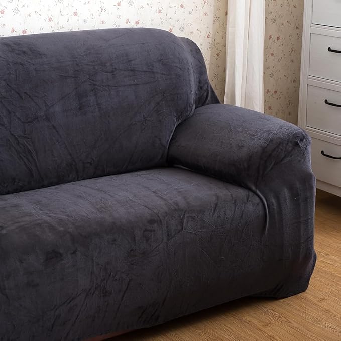 vctops 1-Piece Velvet Plush Stretch Sofa Slipcover