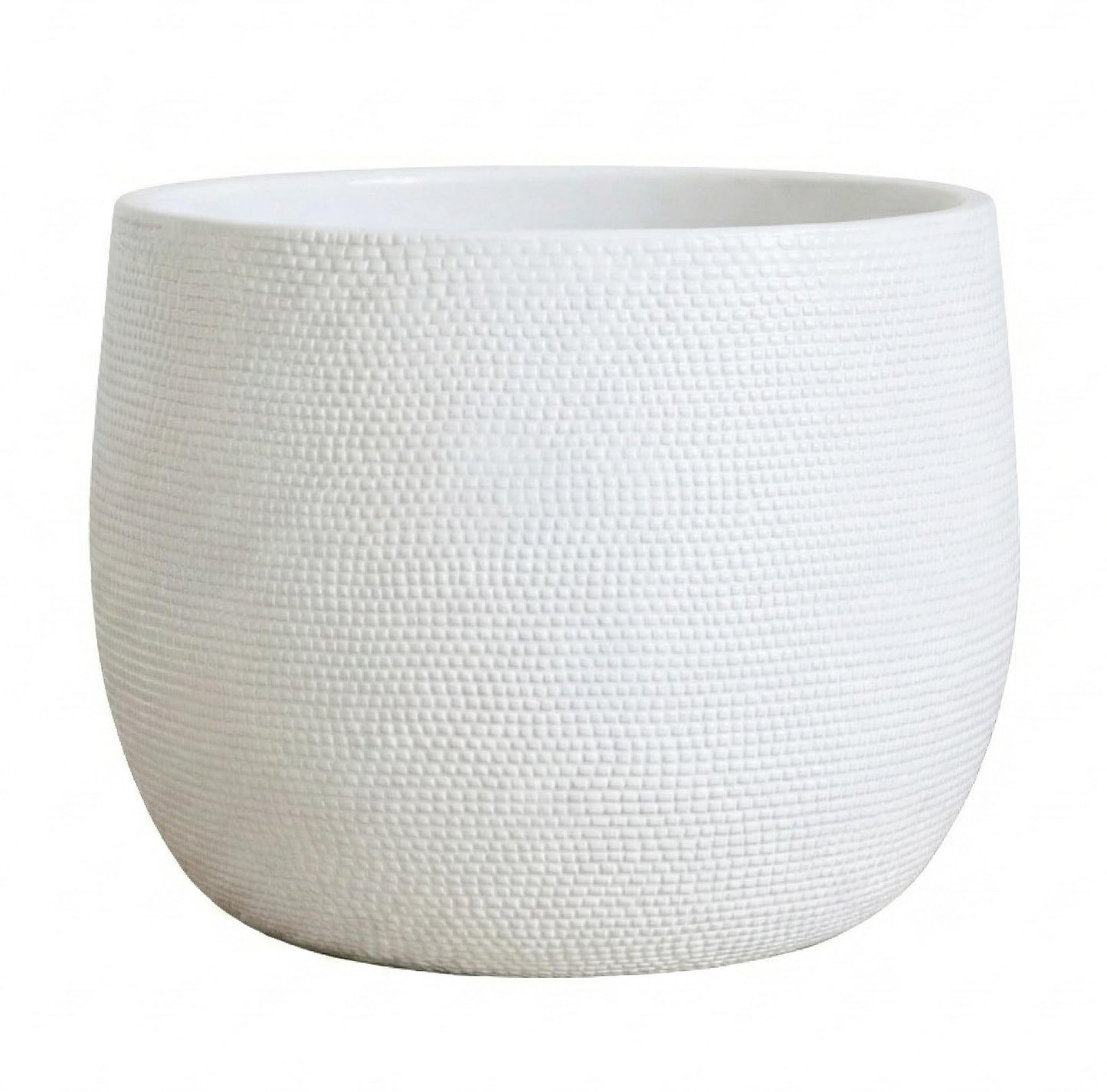 Olly & Rose Barcelona Barcelona Ceramic Plant Pot Large 25cm - White Flower Pots - Indoor & Outdoor Planters - Matt White