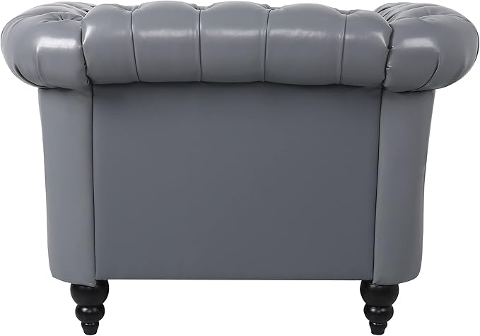 LEVNARY Leather Upholstered Armchair, Mid-Century Modern Single Sofa Chair