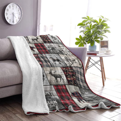 Belperan Wolf Bear and Deer Throw Blanket Rustic Cabin Decor Woodland Blanket Plaid Christmas Blanket Gifts for Women Southwestern Farmhouse Decor for Couch Bed Livingroom