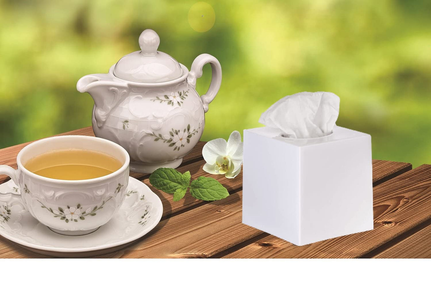 DWËLLZA HOMË 2 Pack White Tissue Box Cover – Square Tissue Box Holder for White Bathroom Accessories Countertop, Decorative Tissue Cover and Square Cube Holder for Modern Home, Office or Dresser Décor