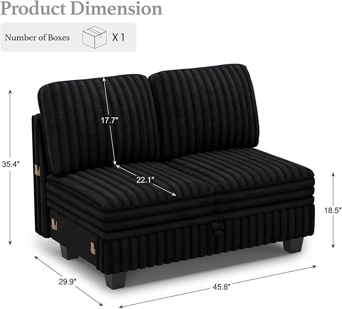 Belffin Corduroy Fabric Loveseat Module