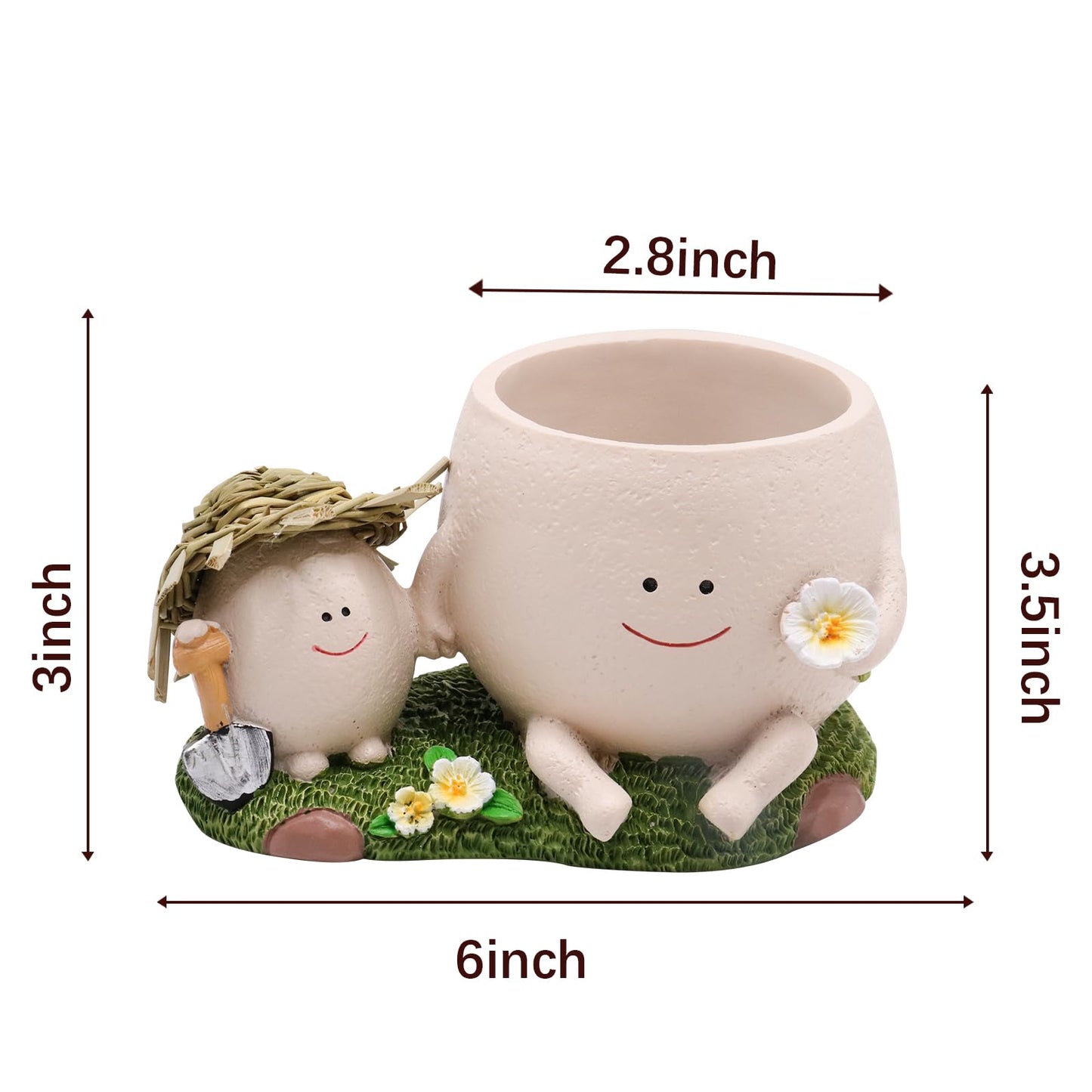 Toparad Smily Face Planter Pot Cute Resin Flower Head Planters for Indoor Outdoor Whimsical Succulent Pots for String of Pearls Plant Live Gift IdeaI for Mother and Appreciation Christmas