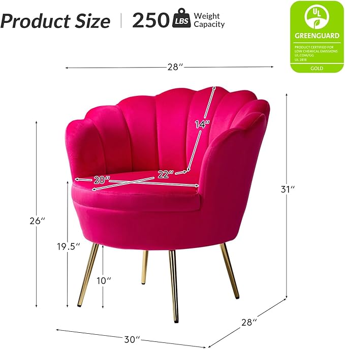 HULALA HOME Modern Velvet Accent Chair