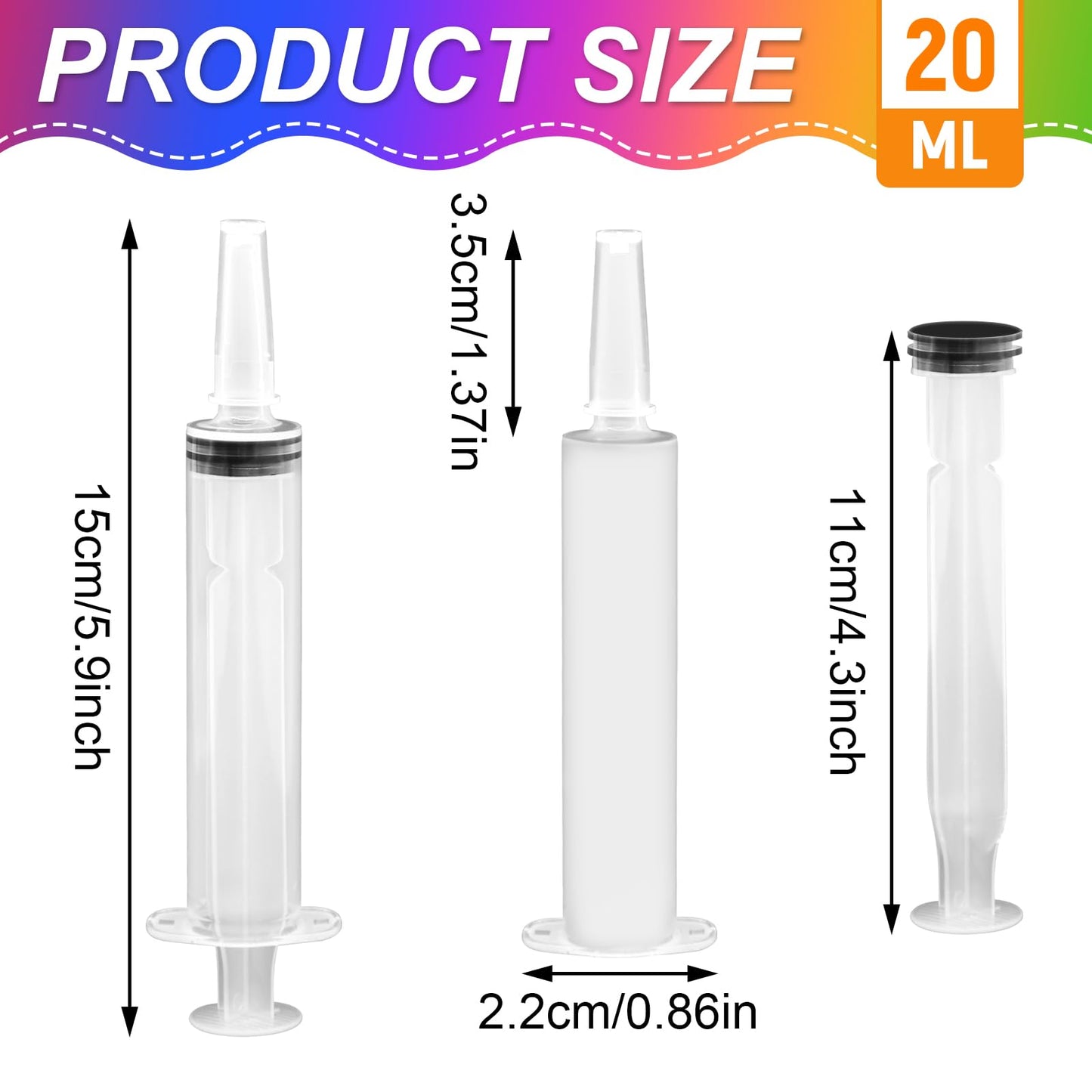 Kreyfer 50 Pcs Halloween Syringe Shot Party Favors - 20ml Reusable Plastic Drink Syringes with Tip Caps for Jelly Shots, Trick-or-Treat Goodie Bag Fillers, Bachelorette and Nurses Graduation Supplies
