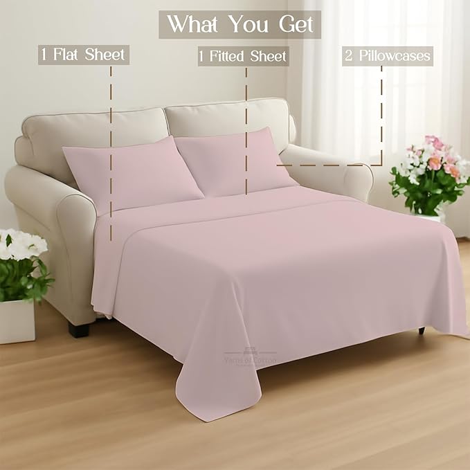 Sleeper Sofa Bed Sheet, 100% Cotton 400 Thread Count, 4 Piece Set, Deep Pocket