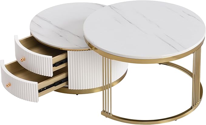 Merax Modern 2-Piece Round Nesting Coffee Table Set