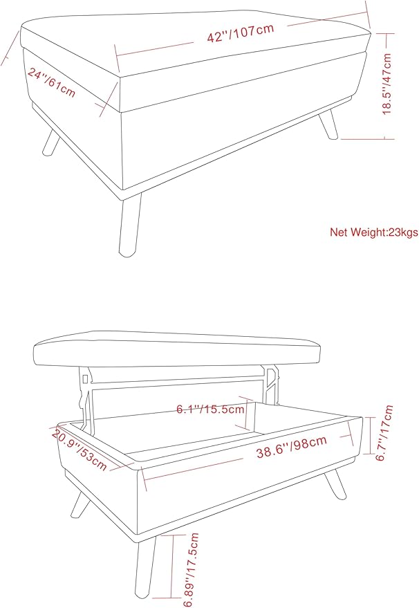 SIMPLIHOME Owen Lift Top Coffee Table Storage Ottoman