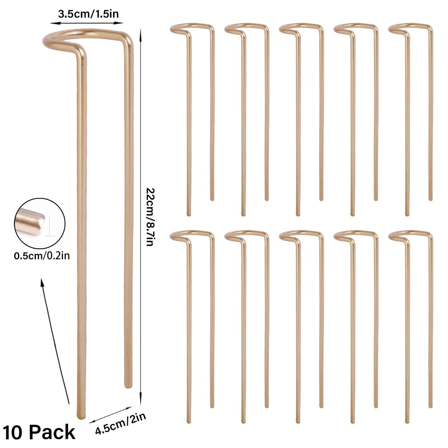 GOOOXIM 8.7 Inch Indoor Plant Trellis -10 Pack Small Gold Plant Supports for Outdoor Plants, Monstera Trellis Stakes & Stem Holders, Durable Iron Garden Flower Support for Young Plant Growth
