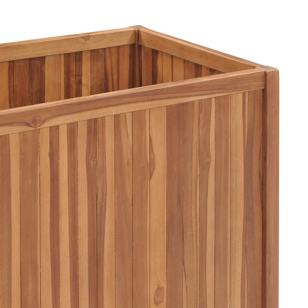 GFMGUEMV Solid Teak Wood Raised Bed Planter with Fine Sanded Water Based Finish for Indoor and Outdoor Use, 15.7x15.7x15.7 Inch Square Planter
