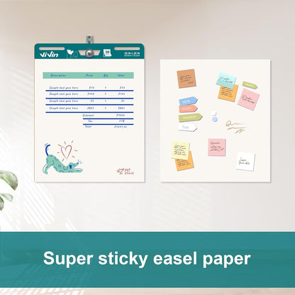 ViVin Super Sticky Easel Pad, 25 x 30 Inches Flip Chart Paper for Teachers, Large Self Stick Easel Paper, Teacher Anchor Chart, 30 Sheets/Pad, 12 Pads/Pack