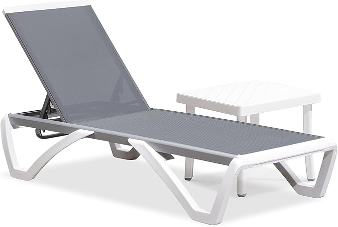 PURPLE LEAF Patio Chaise Lounge Chair Set Outside Aluminum Plastic Stackable