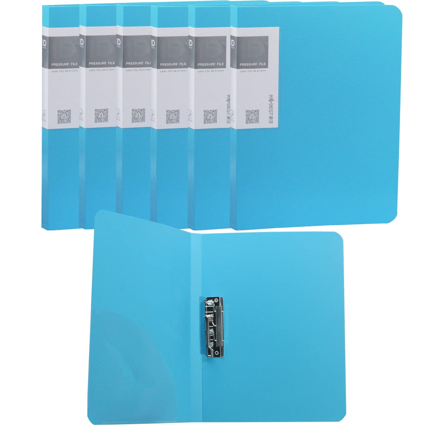 Acocony Punchless Binder with Clamp Letter Size Punchless Clamp Binder 8.5 x 11 Report Covers Plastic Watery Blue Pack of 6