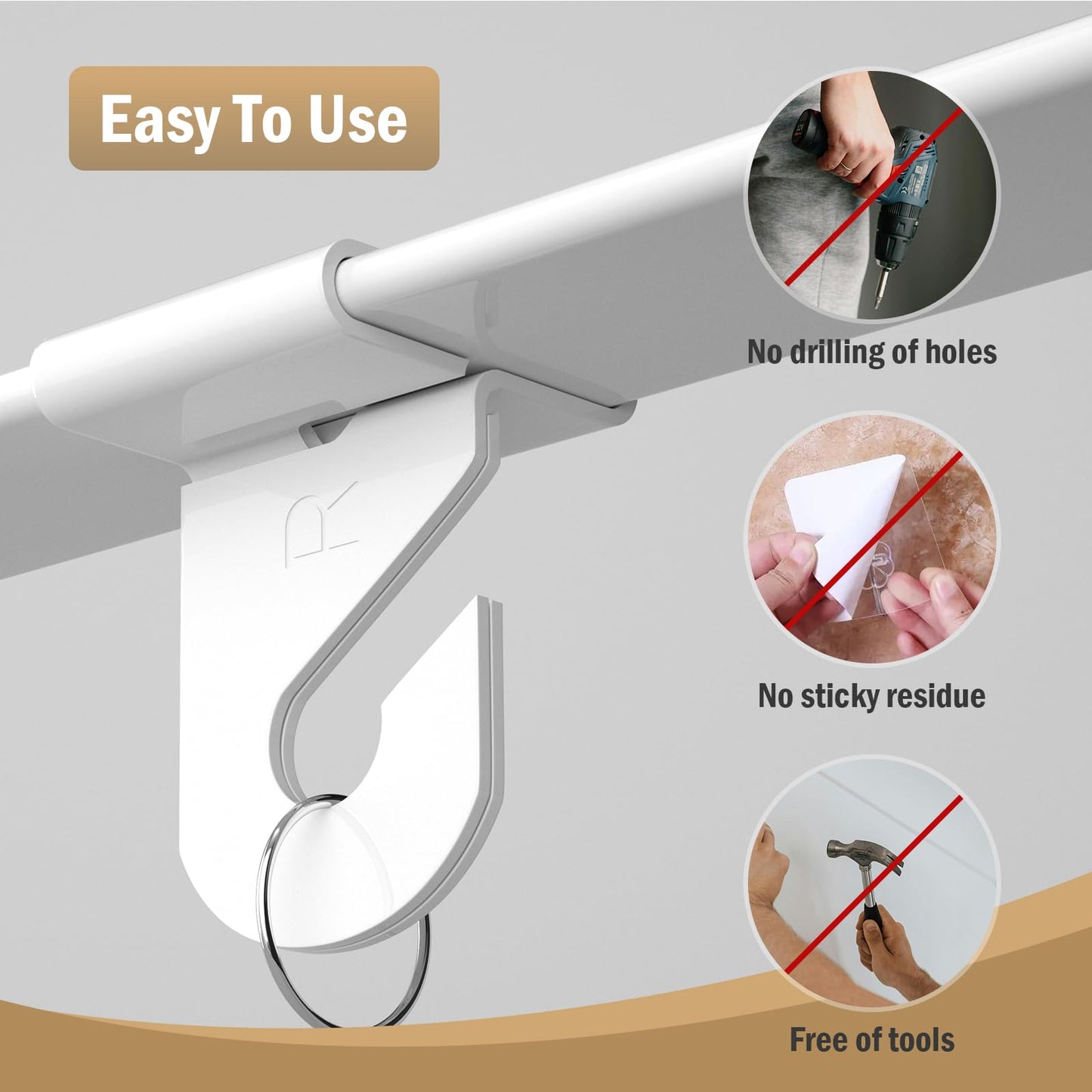 30 Pairs Drop Ceiling Hooks for Hanging Classroom Ceiling Clips Classroom & Ceiling Hanging Hook,White Enamel Finish Heavy Duty T Bar Clips,High Strength Aluminum Hold up to 20 lbs, 1" W x 1½" H