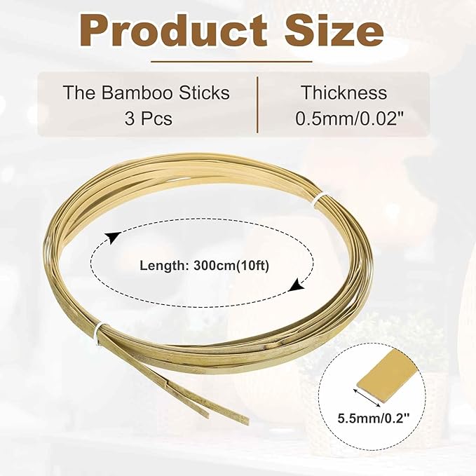MECCANIXITY 3 Rolls Bamboo Strips