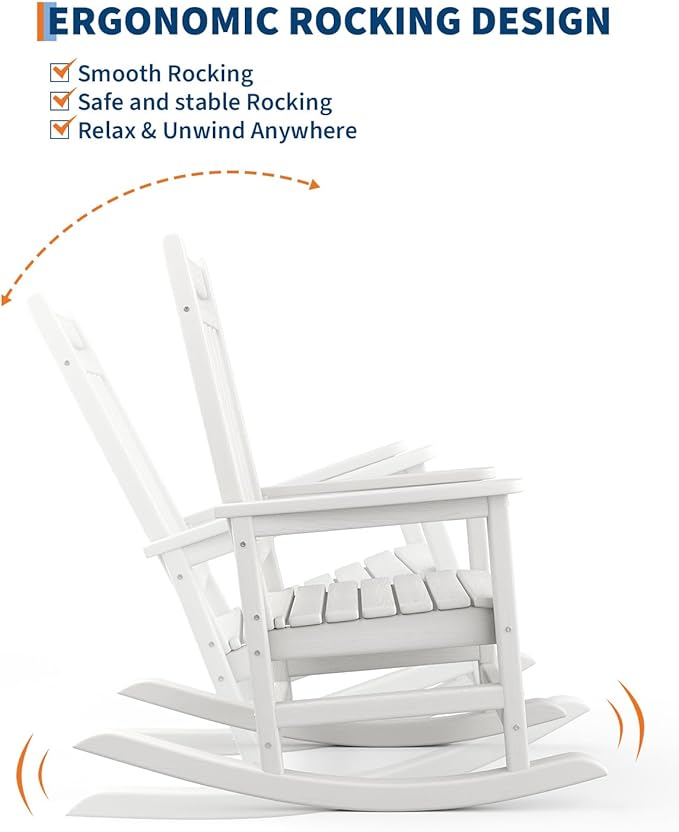 GarveeLife Poly Lumber Rocking Chair Outdoor Set of 2