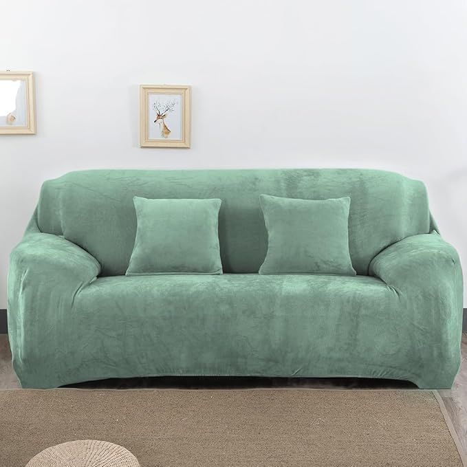 vctops 1-Piece Velvet Plush Stretch Loveseat Sofa Slipcover