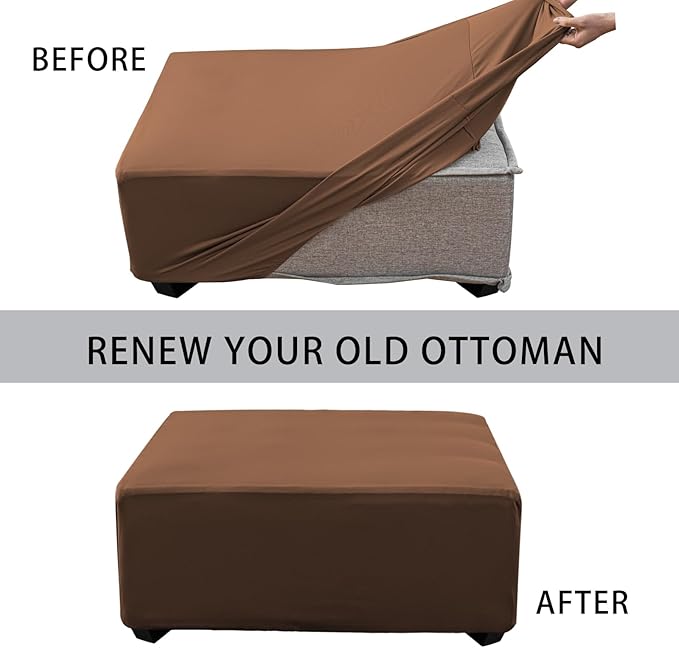 Super Stretch 40x40x15 inch Square Ottoman Cover- Soft Form Fit Ottoman Cover