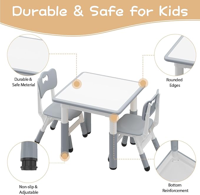 GAOMON Kids Table and 2 Chairs Set