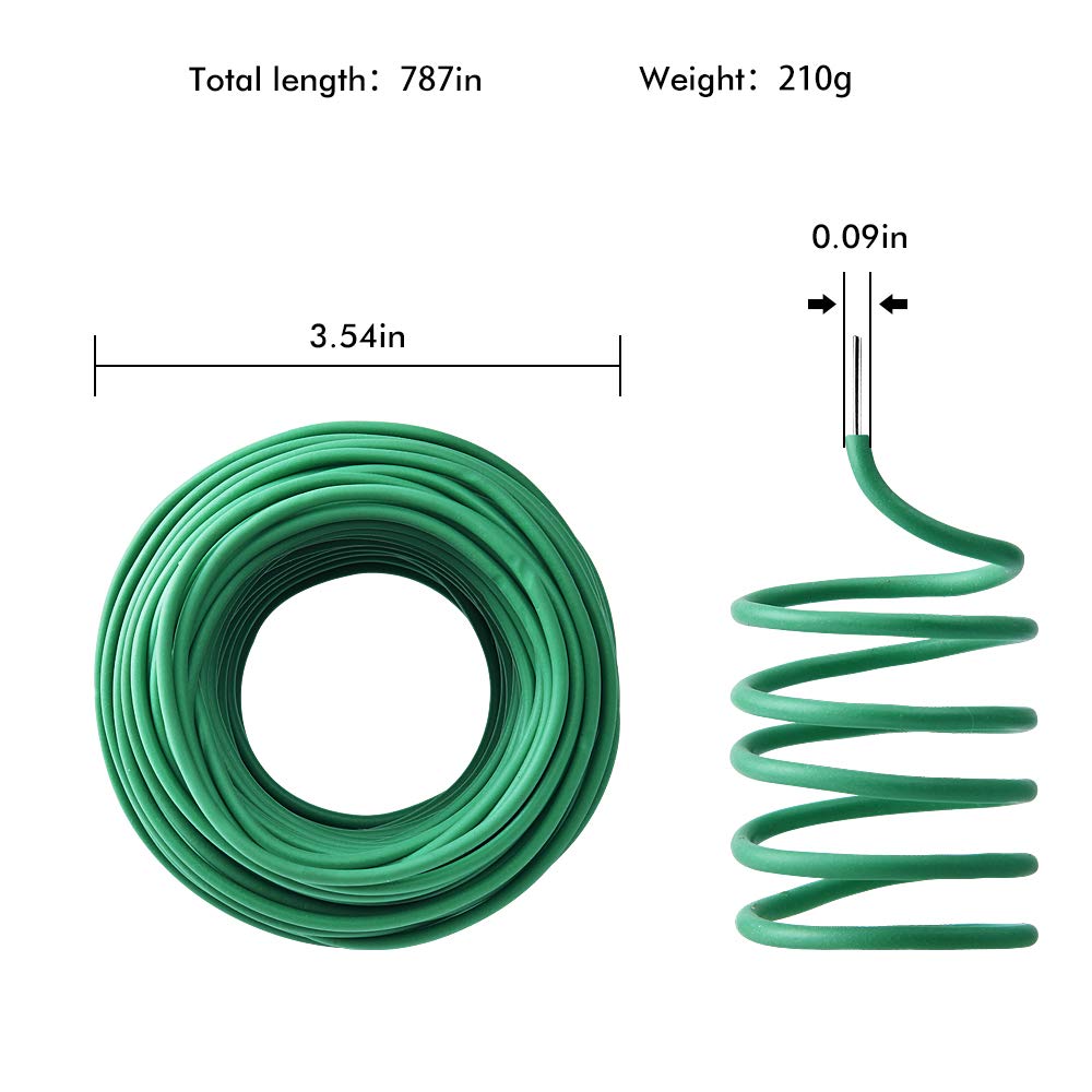 PGarden-EZ Green Soft Twist Tie Tomato Plant Tie TPR Garden Supply, for Supporting Plants and Home Organizing (65.6 feet/20 Meters)