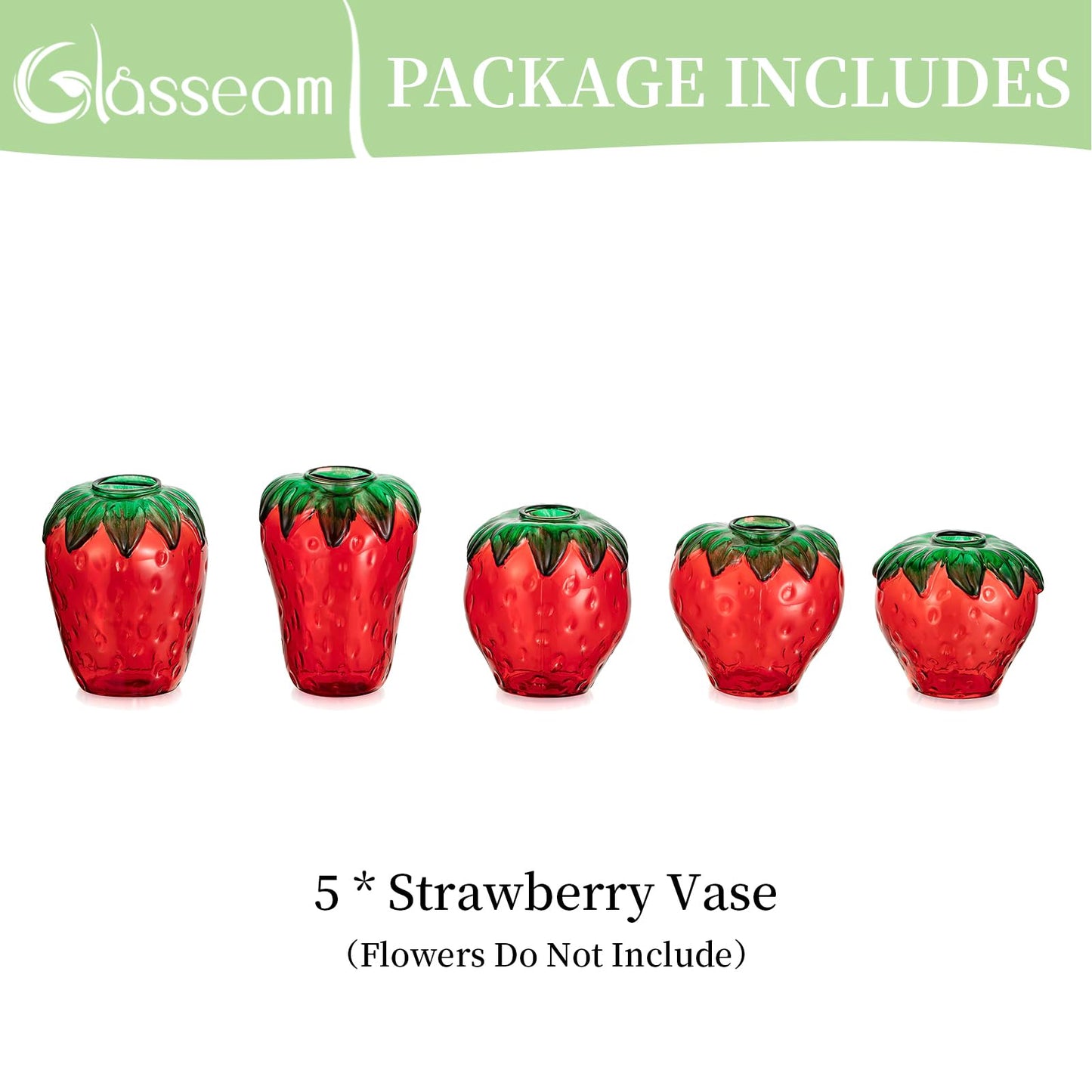 Glass Strawberry Propagation Vase Decor: Glasseam Cute mini vases Propagation Stations for Home - Unique 5Pcs Flower vase Set Terrarium Jar Gifts for Women Friends Mom Birthday Housewarming Holidays