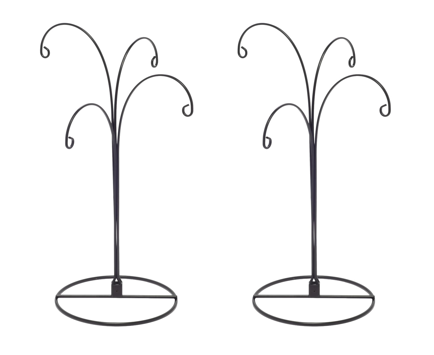 Creative Hobbies 2 Pack of Metal Ornament Display Stands – 12″ Tall with Four Hooks at Varying Heights for Christmas Ornaments and Keepsakes (Black)