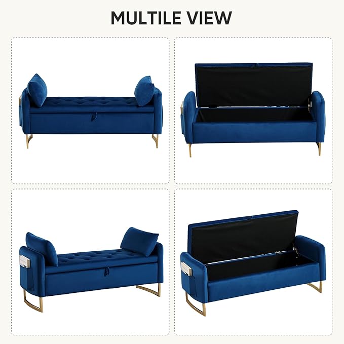 48" End of Bed Bench, Modern Storage Benches