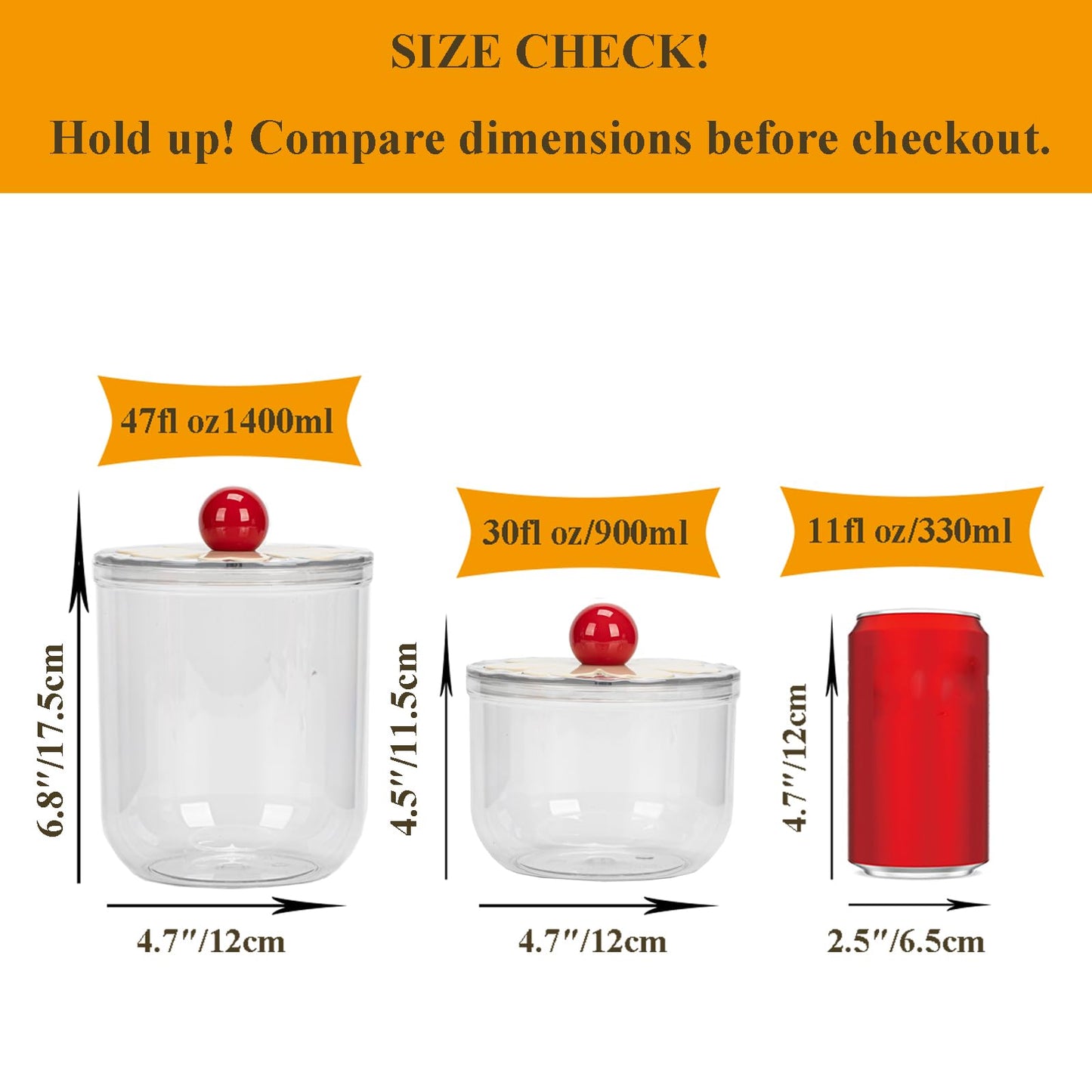 DLRDLR 30oz Plastic Candy Dish with Airtight Lid for Office Desk, Clear Food Storage jar for cookies, Snacks, Pantry Organization