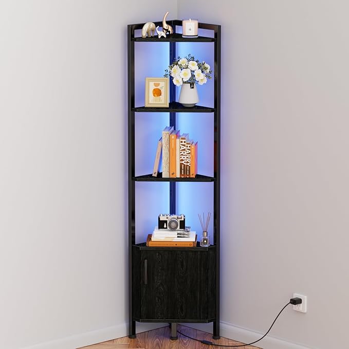 Furnulem Corner Shelf, 5-Tier Corner Cabinet