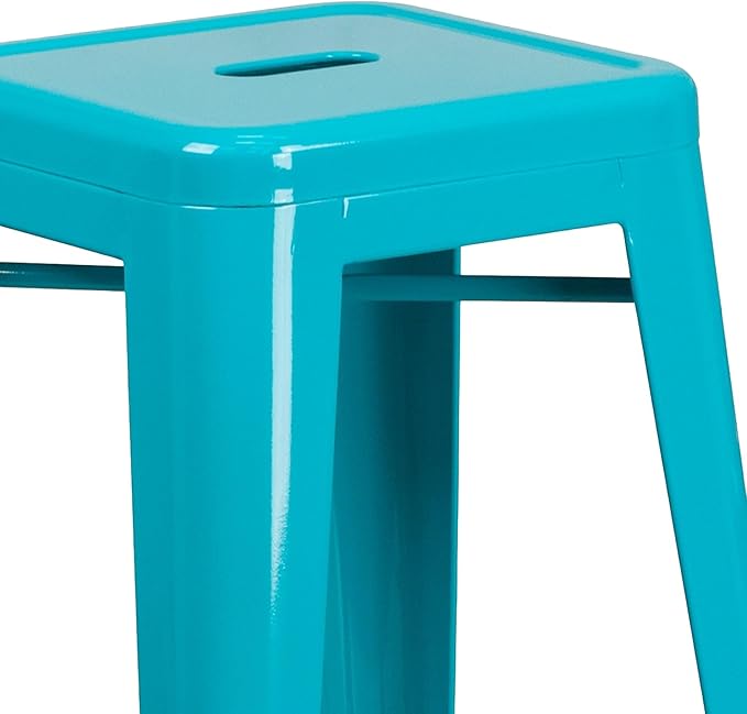 Flash Furniture Commercial Grade 30" High Backless Crystal Teal-Blue