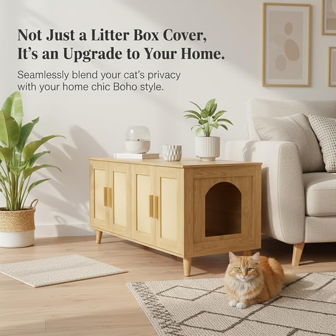 Homhedy Boho Cat Litter Box Enclosure