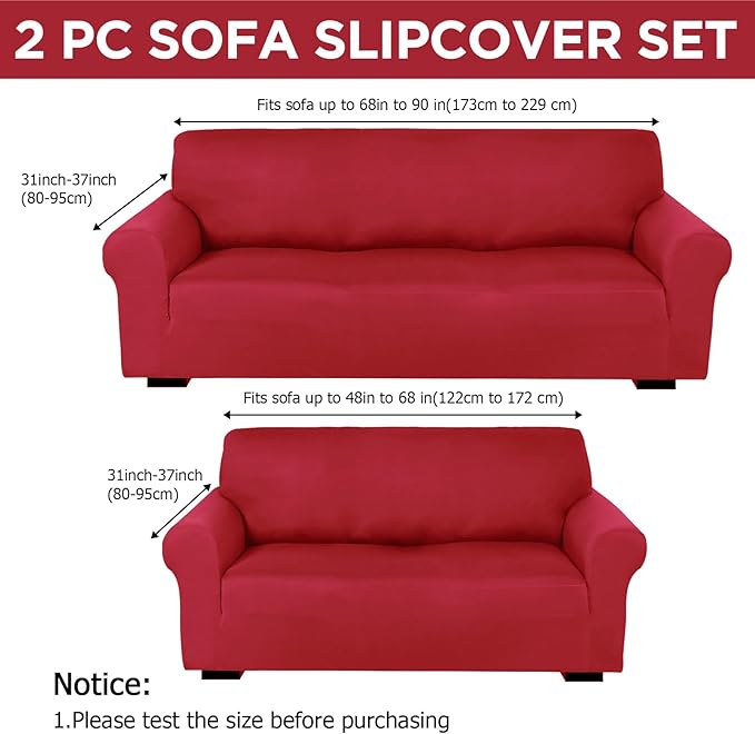 Peryiter 2 Pcs Sofa Covers Couch and Loveseat Covers Set Stretch Sofa Slipcover