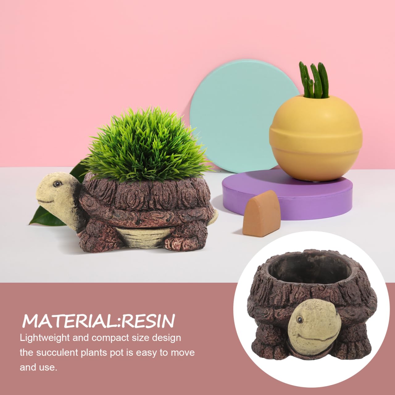 VINTORKY Turtle Shape Resin Planter Decorative Outdoor Planters for Garden Patio