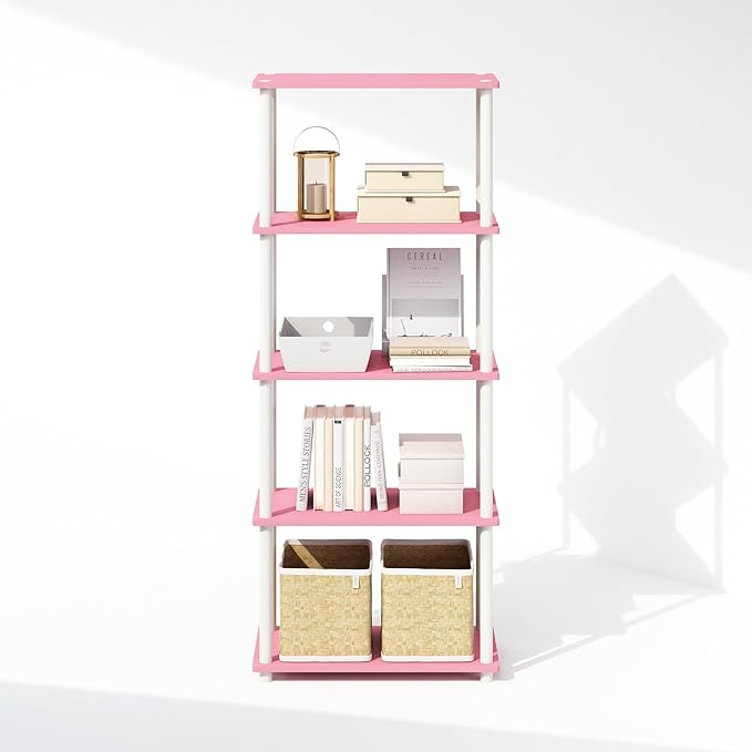 Furinno Turn-N-Tube Book Shelf, 5-Tier Bookshelf, Bookcase