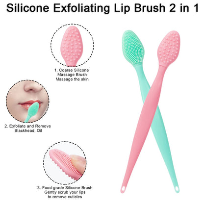 Silicone Facial Cleansing Brush 3 Pack, Beomeen 4 in 1 Handheld Face Scrubber for Deep Gentle Exfoliating, Double-Ended Face Wash Scrub Brush for Face Skincare and Massage (Green)