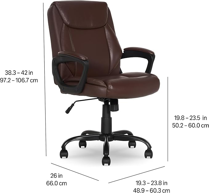 Amazon Basics Classic Puresoft PU Padded Mid-Back Office Chair