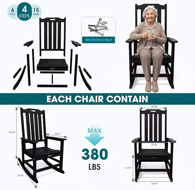 THOEOE Oversized Rocking Chair, Outdoor Rocking Chair