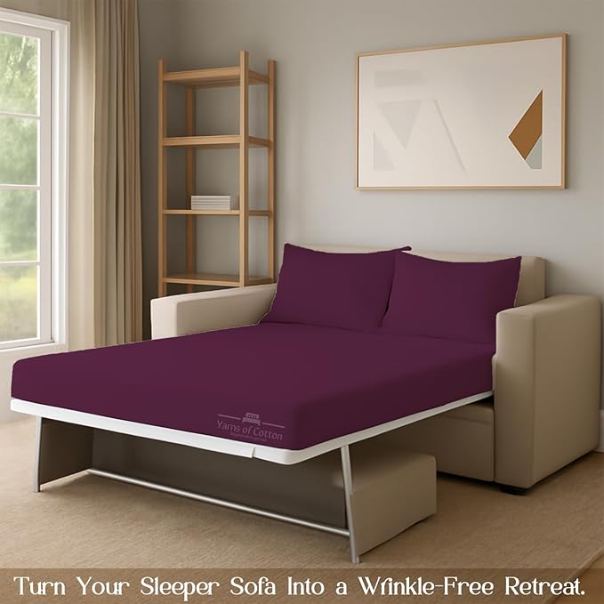 Sleeper Sofa Bed Sheet, 100% Cotton 400 Thread Count, 4 Piece Set, Deep Pocket