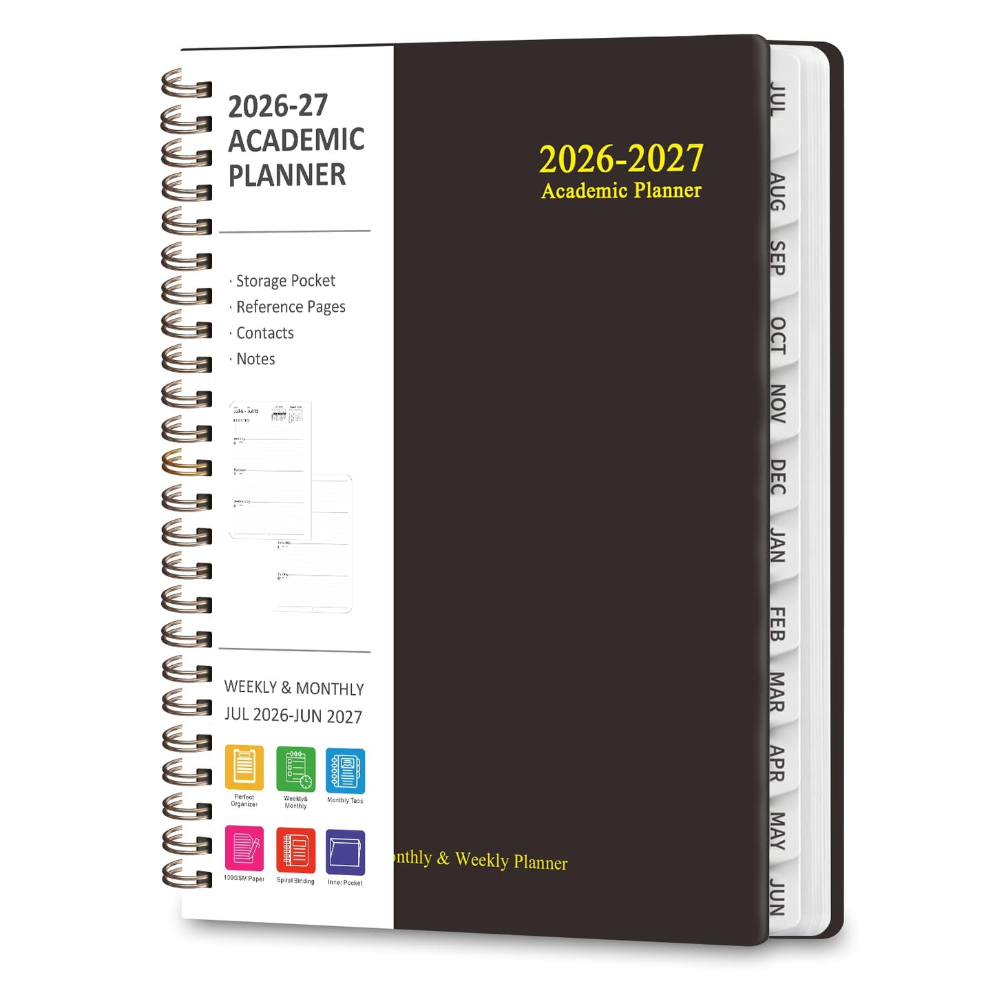 Planner 2026-2027, Weekly and Monthly Academic Planner, July 2026 - June 2027, Hardcover Calendar Agenda Book for School Year Planning, School Supplies for Teacher and Student, A5(6.3'' x 8.5'')