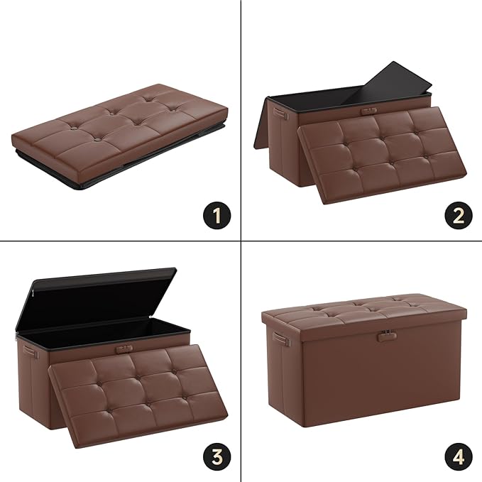 ENGPOW Storage Ottoman Bench, Fireproof Folding Bench