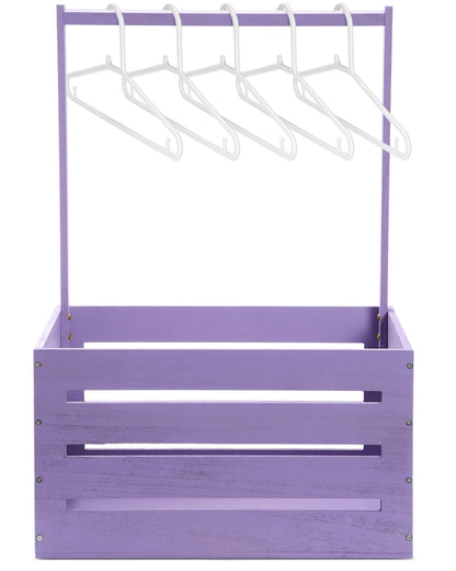 Suzile Wooden Baby Shower Crate Closet Wood Basket for Gifts with Handle Boy Girl Clothes Gender Reveal Storage Box for Newborn New Parent(Purple)