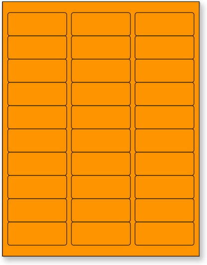 NextDayLabels - 8-1/2 x 11" Neon Color High Light Fluorescent Labels for Laser & Inkjet Printer (Orange Fluorescent, 1" x 2-5/8" - 30 Per Page | 3000 Labels)