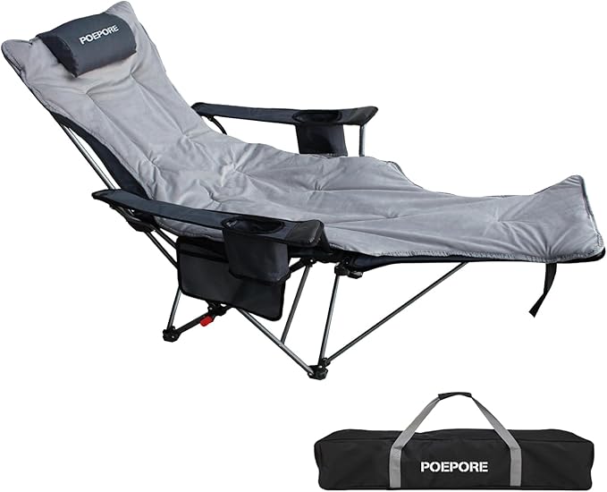 Reclining Camping Chair with Removable Footrest Lounge Chair with Headrest