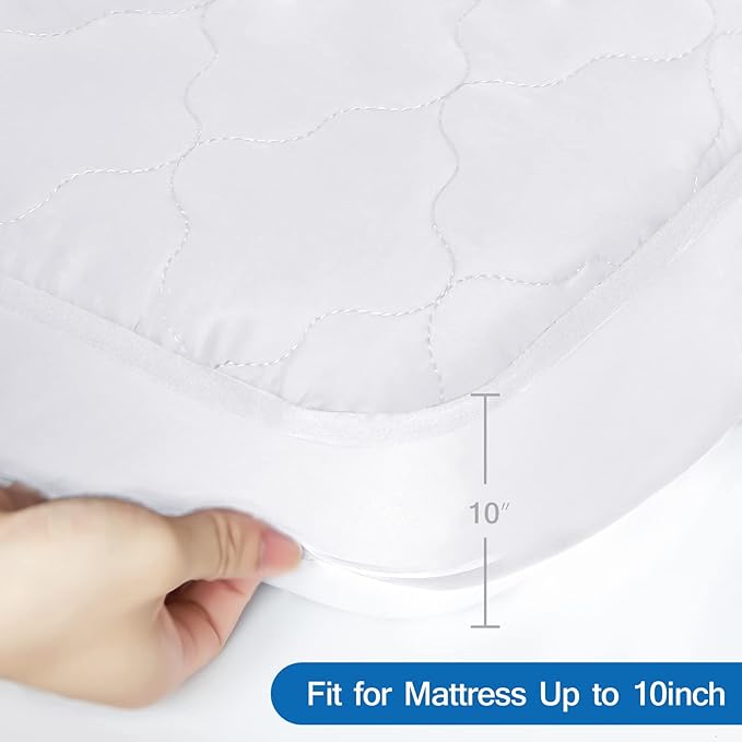 Cot Mattress Pad Waterproof 2 Pack, Quilted Cot Size Mattress Pads Cover 30" X